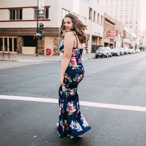 FLORAL PROM DRESS: Satin Mermaid Style